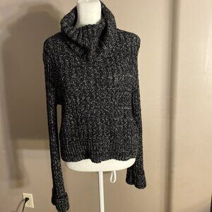 Free People Black and White Cowl Neck Sweater